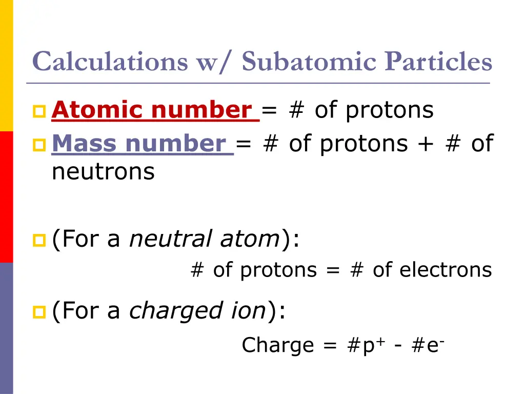 calculations w subatomic particles