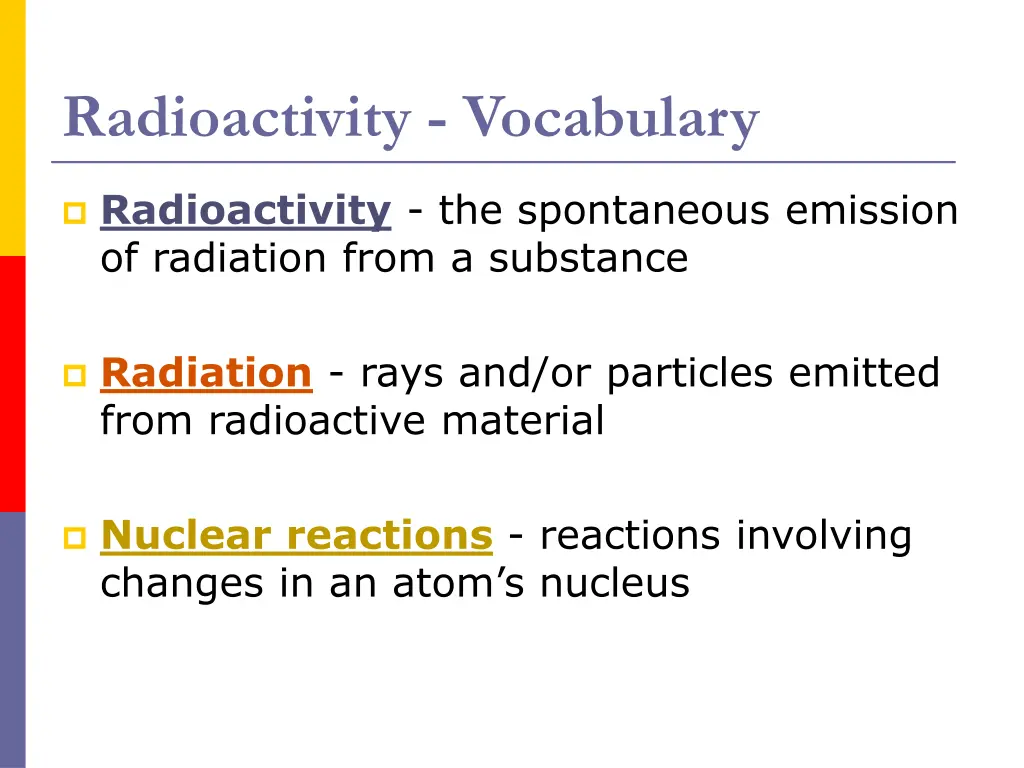 radioactivity vocabulary