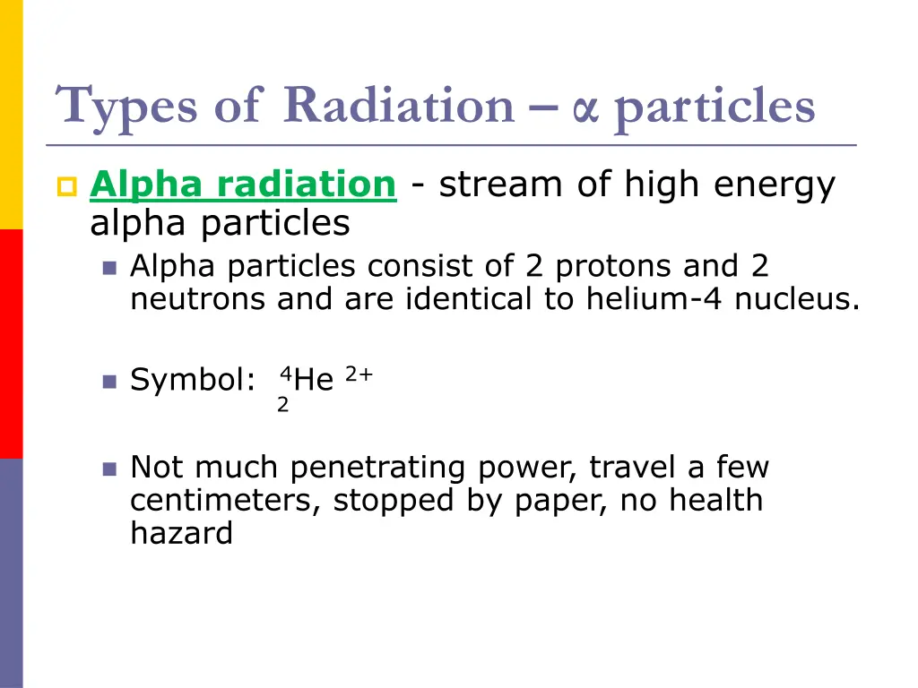 types of radiation particles