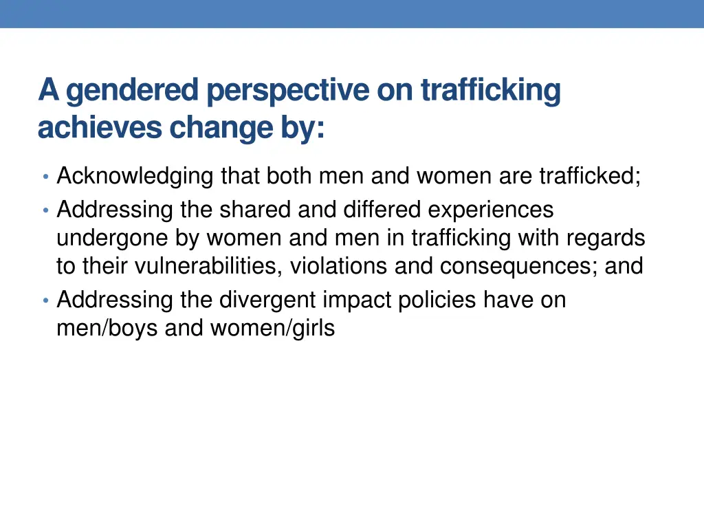 a gendered perspective on trafficking achieves