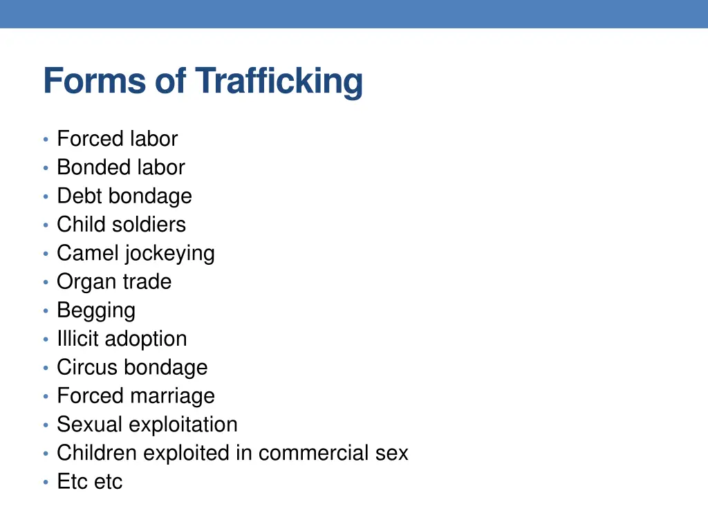 forms of trafficking