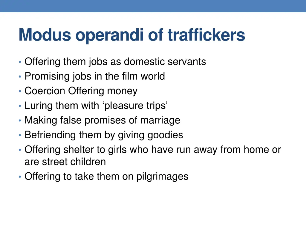 modus operandi of traffickers