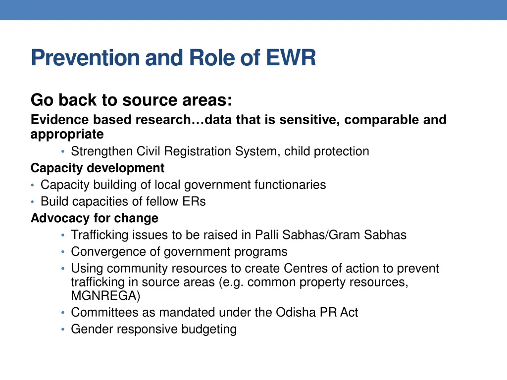 prevention and role of ewr