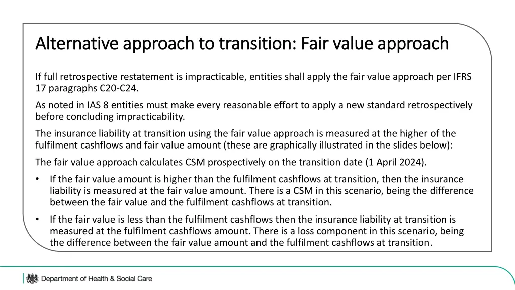 alternative approach to transition fair value