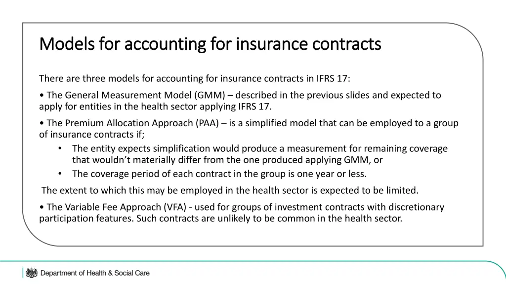 models for accounting for insurance contracts