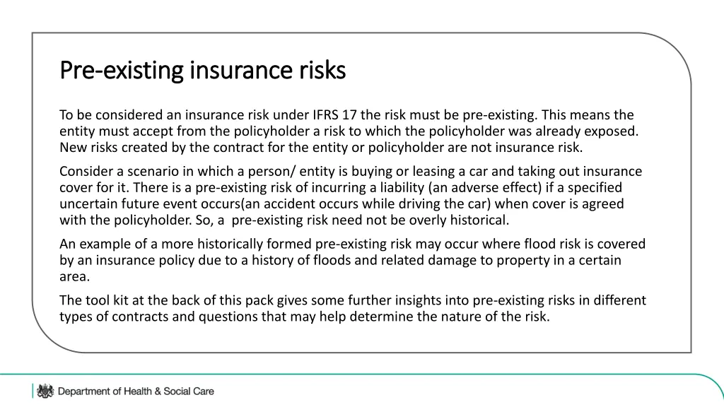 pre pre existing insurance risks existing