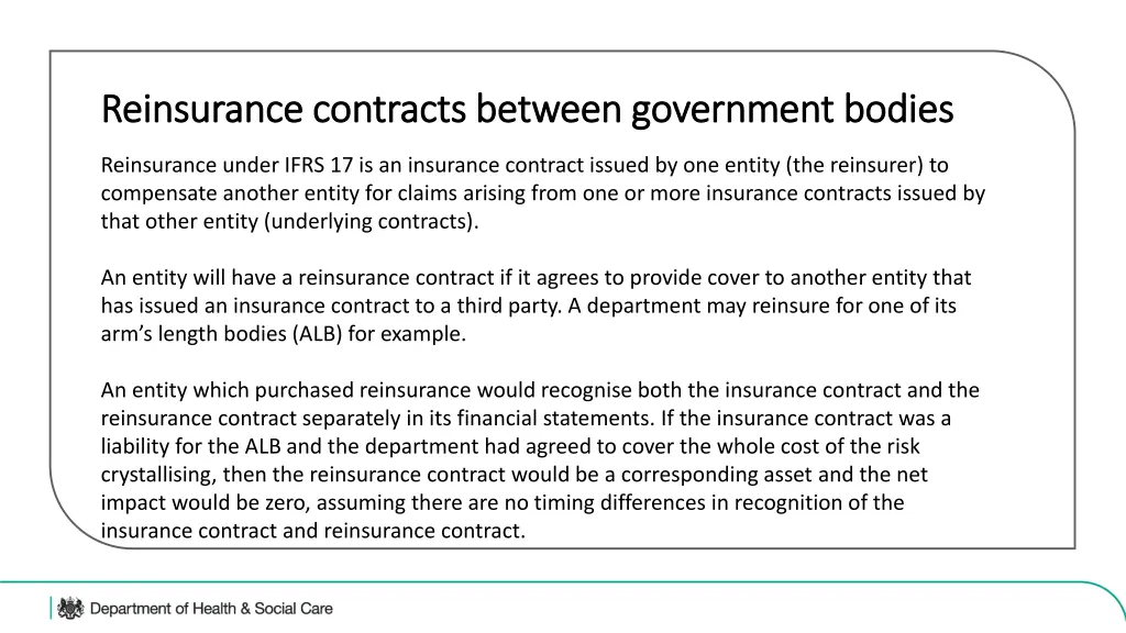 reinsurance contracts between government bodies