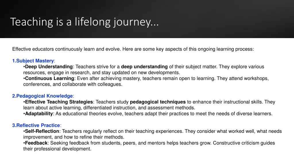 teaching is a lifelong journey
