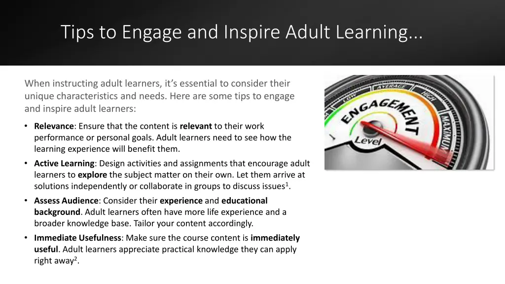 tips to engage and inspire adult learning