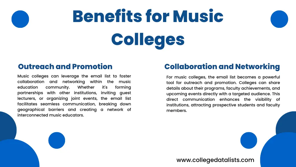 benefits for music colleges