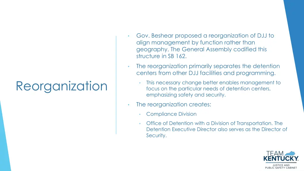 gov beshear proposed a reorganization