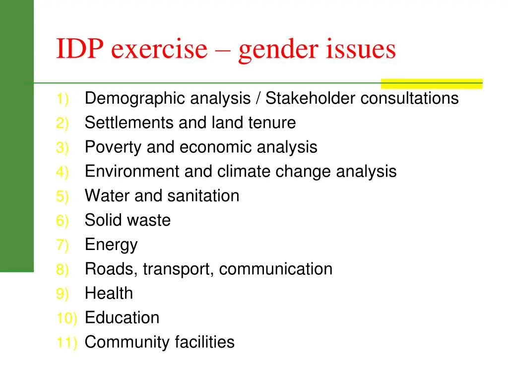 idp exercise gender issues