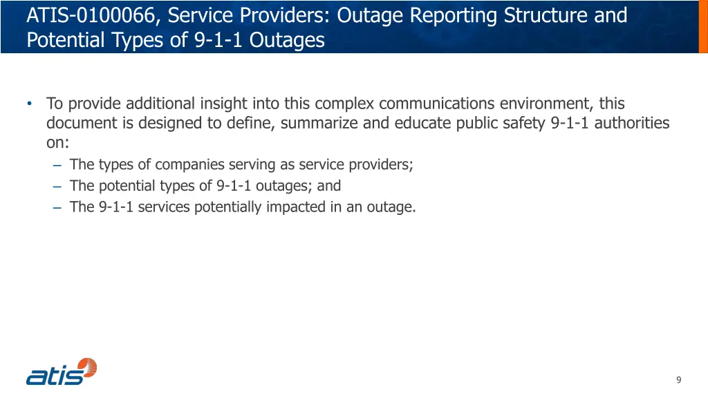 atis 0100066 service providers outage reporting