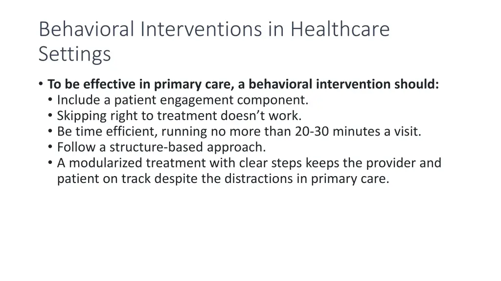 behavioral interventions in healthcare settings
