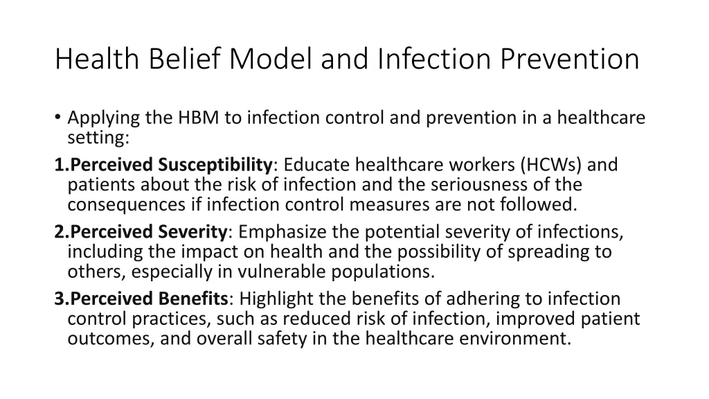 health belief model and infection prevention