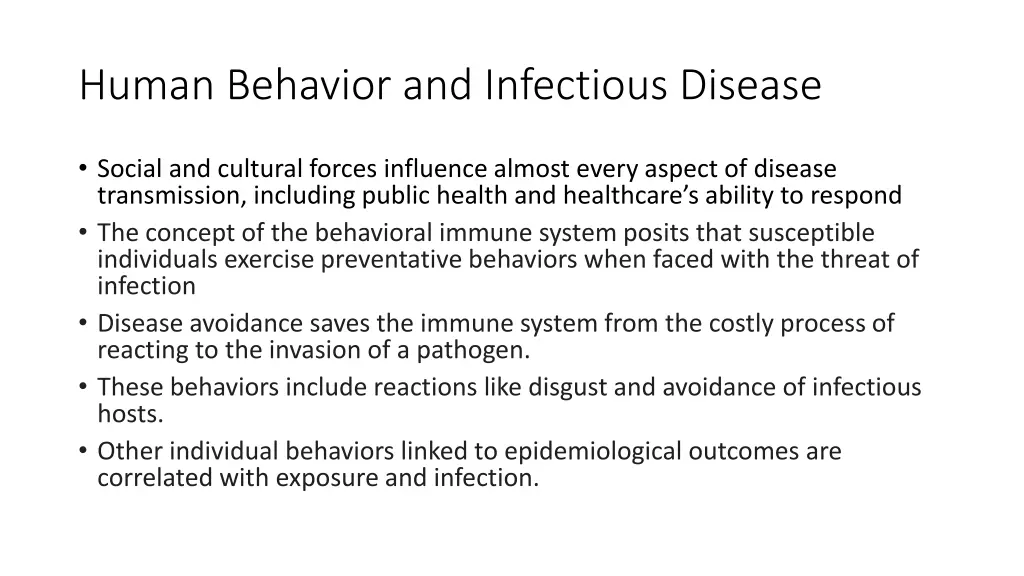 human behavior and infectious disease 1