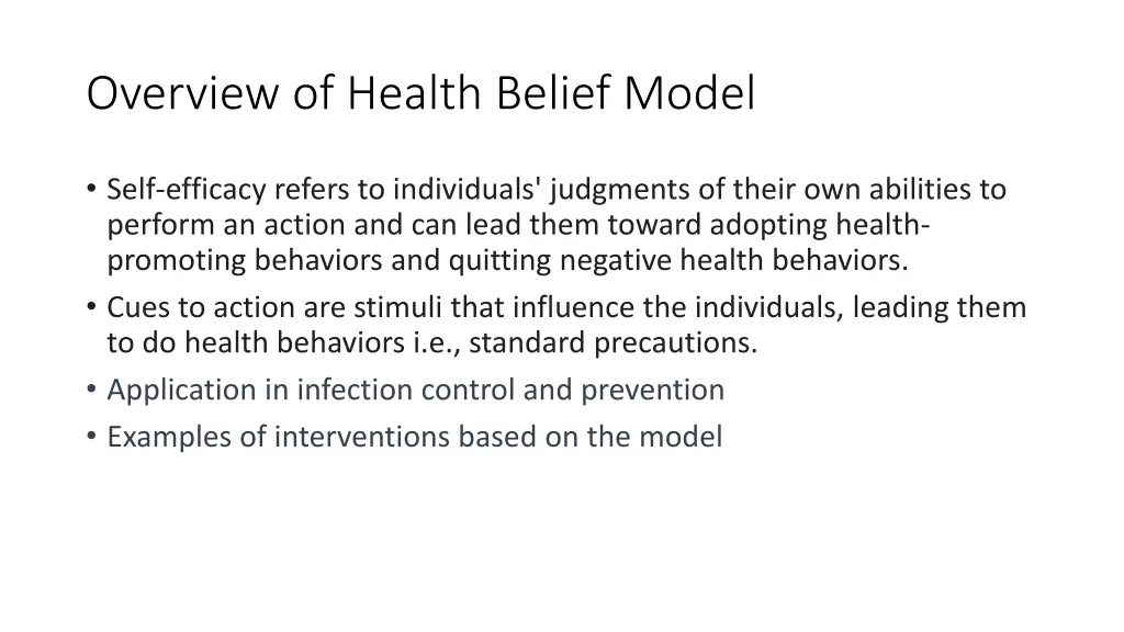 overview of health belief model