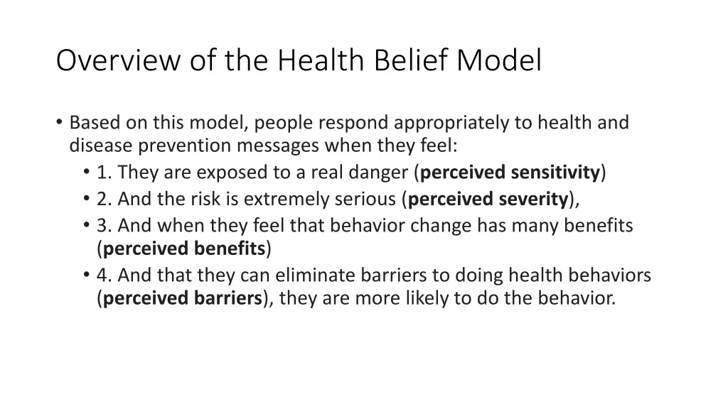 overview of the health belief model