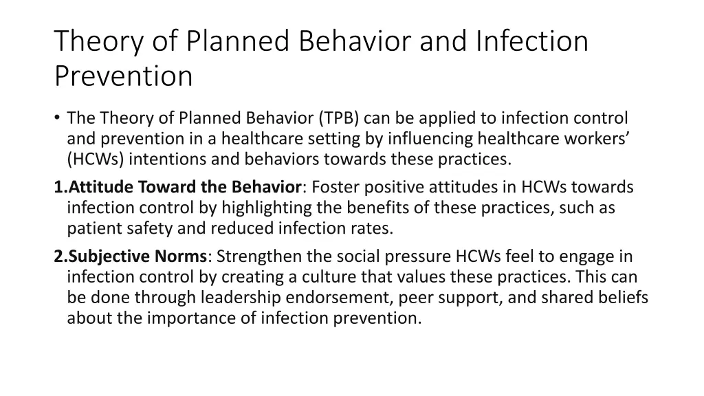 theory of planned behavior and infection