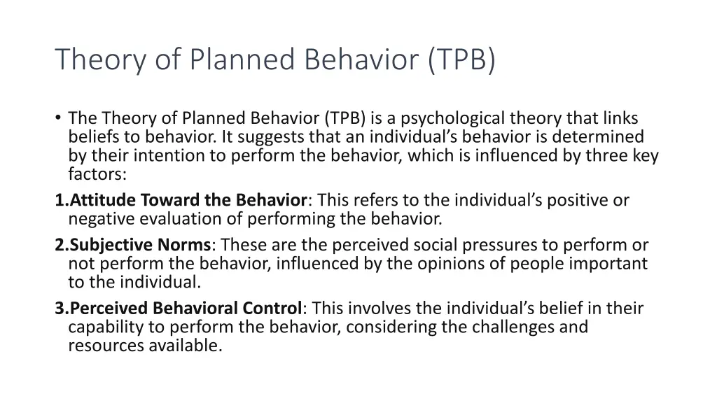 theory of planned behavior tpb