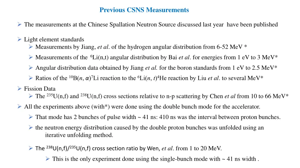 previous csns measurements