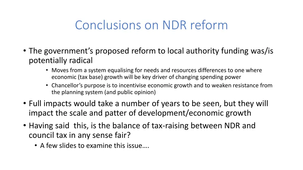 conclusions on ndr reform
