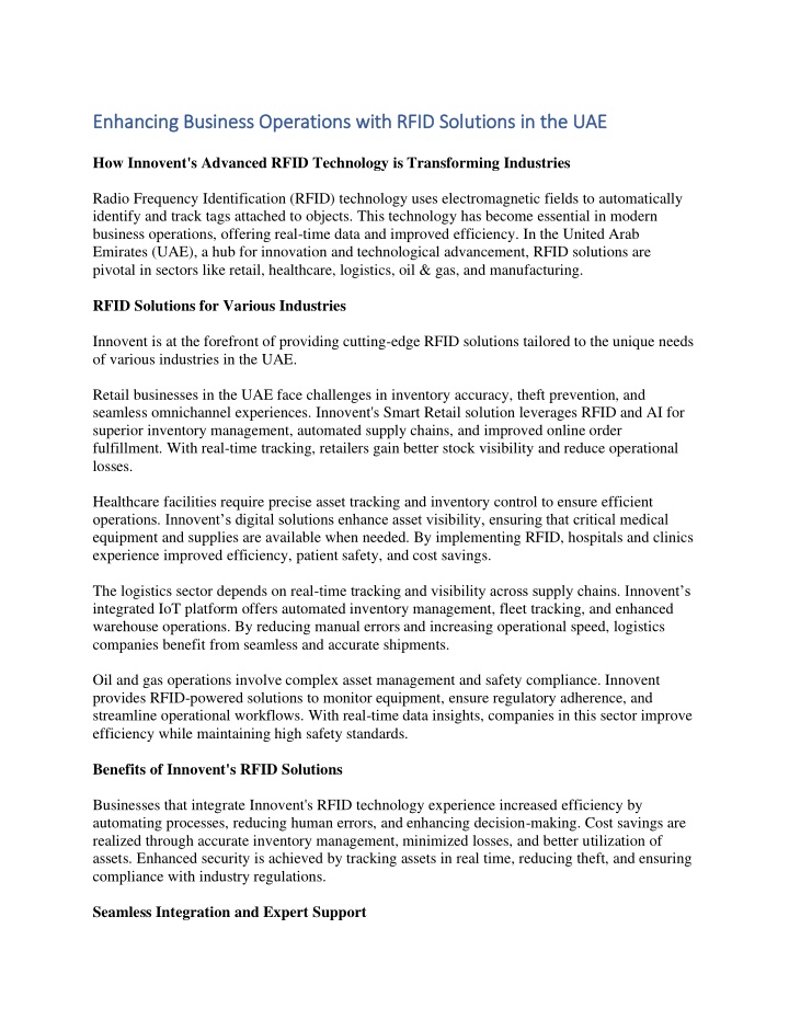 enhancing business operations with rfid solutions