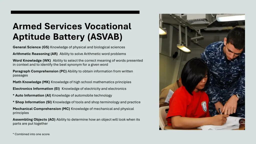armed services vocational aptitude battery asvab 1