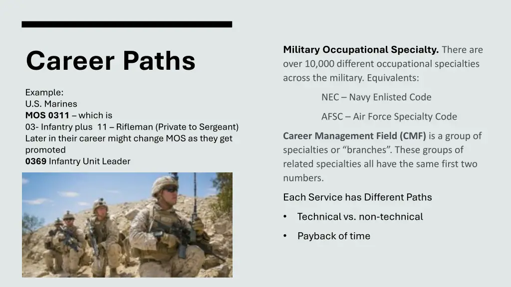 military occupational specialty there are over