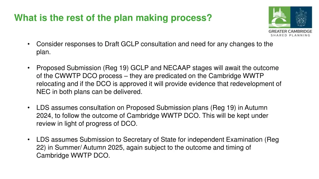what is the rest of the plan making process