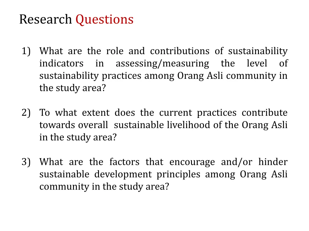 research questions