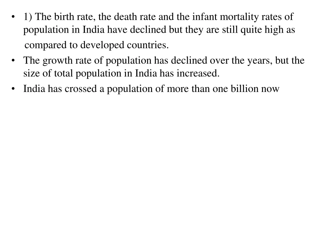 1 the birth rate the death rate and the infant