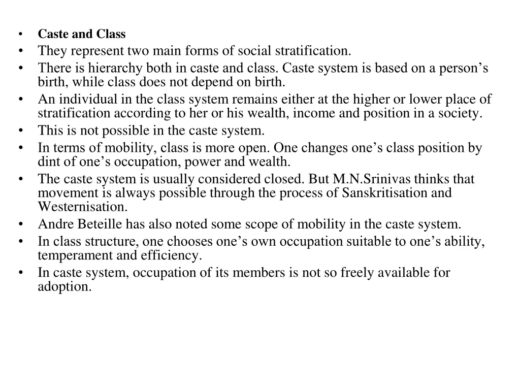 caste and class they represent two main forms
