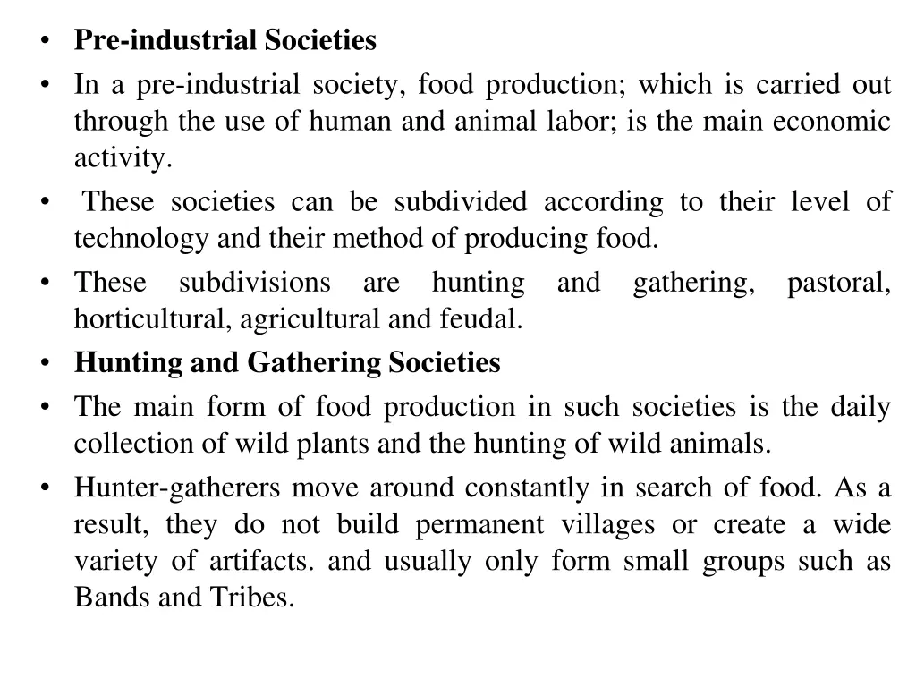 pre industrial societies in a pre industrial