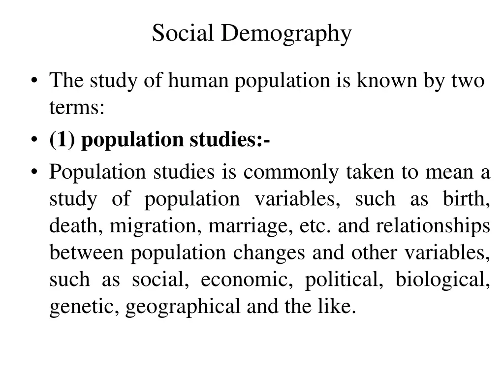 social demography