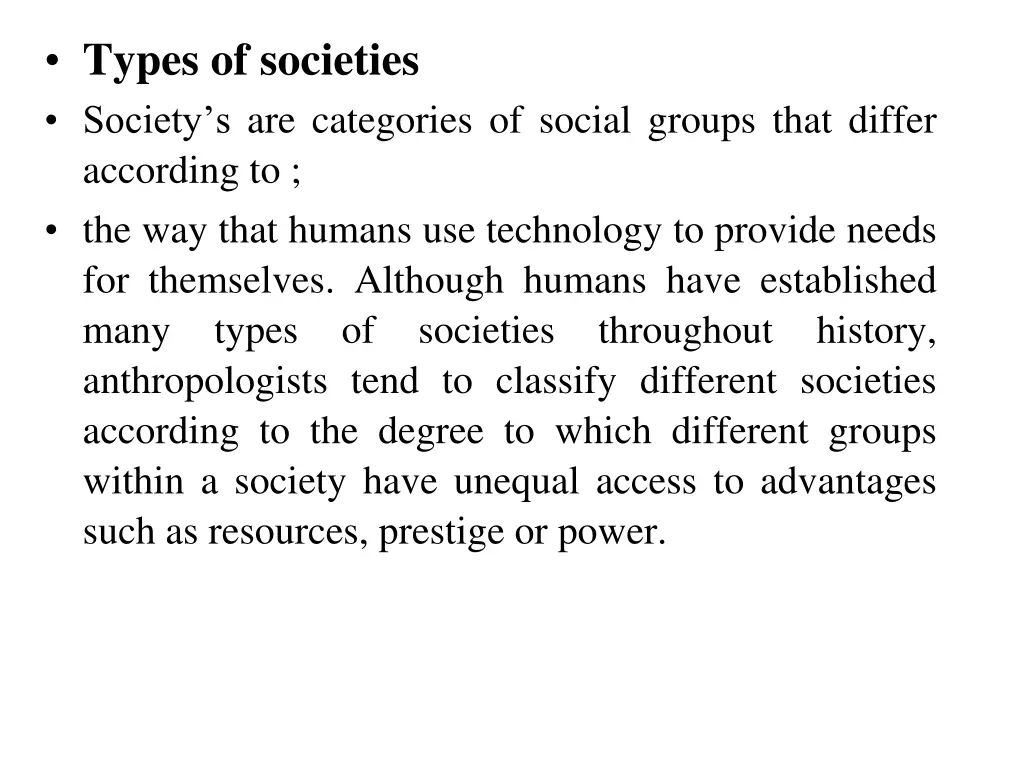 types of societies society s are categories