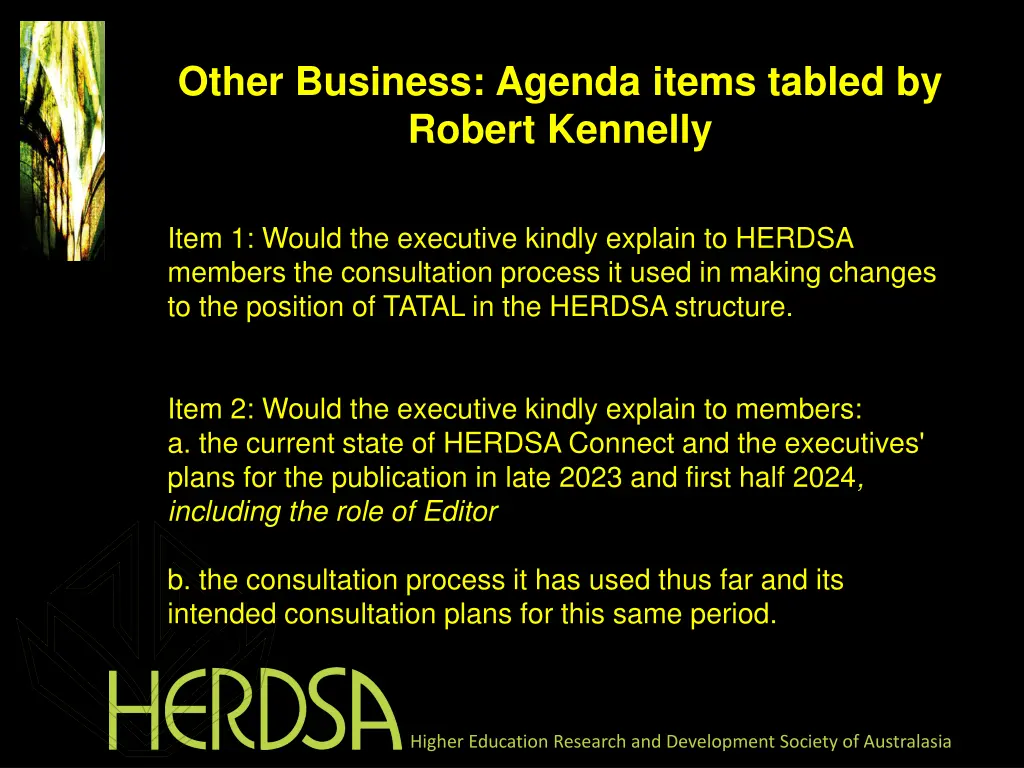 other business agenda items tabled by robert