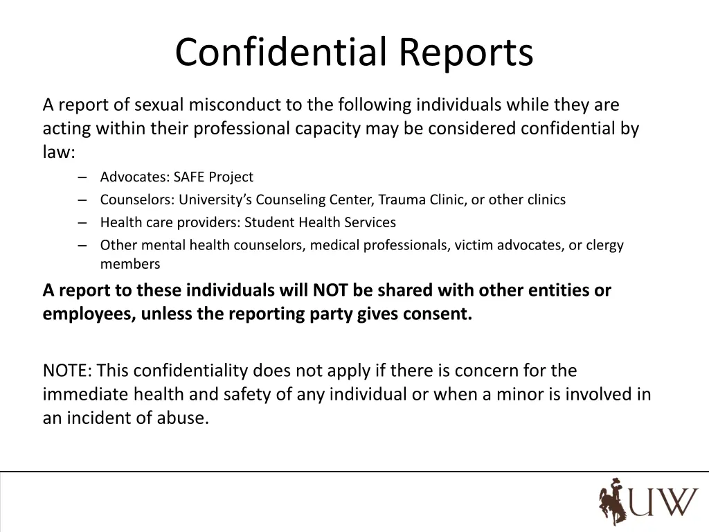 confidential reports