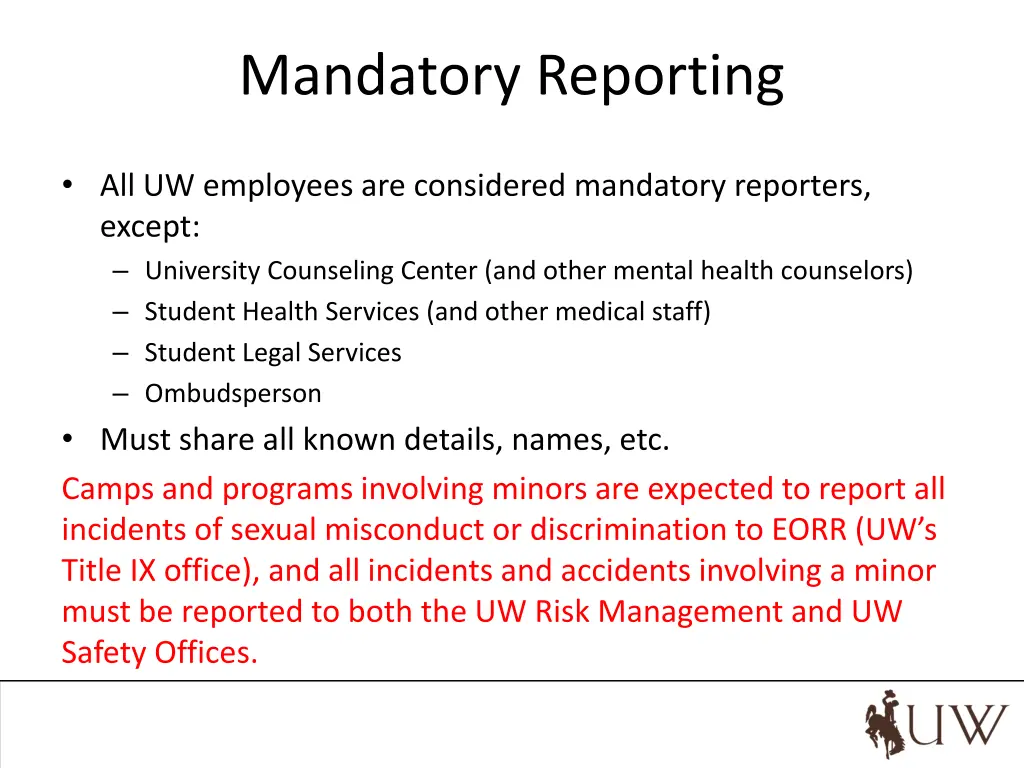mandatory reporting