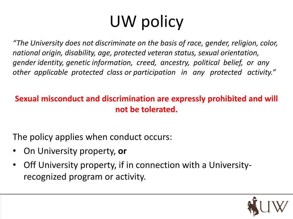 uw policy