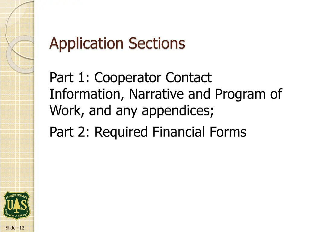 application sections