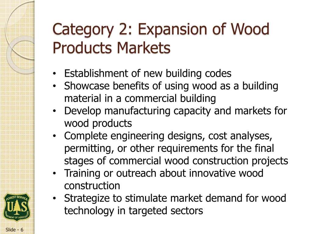 category 2 expansion of wood products markets