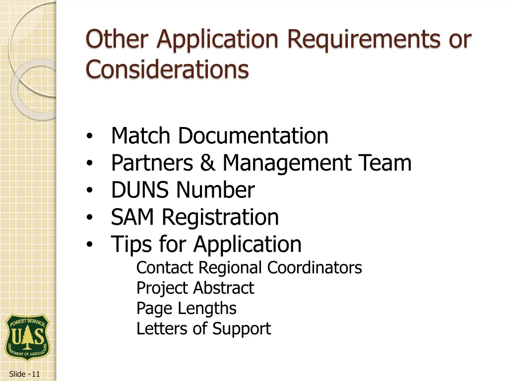 other application requirements or considerations