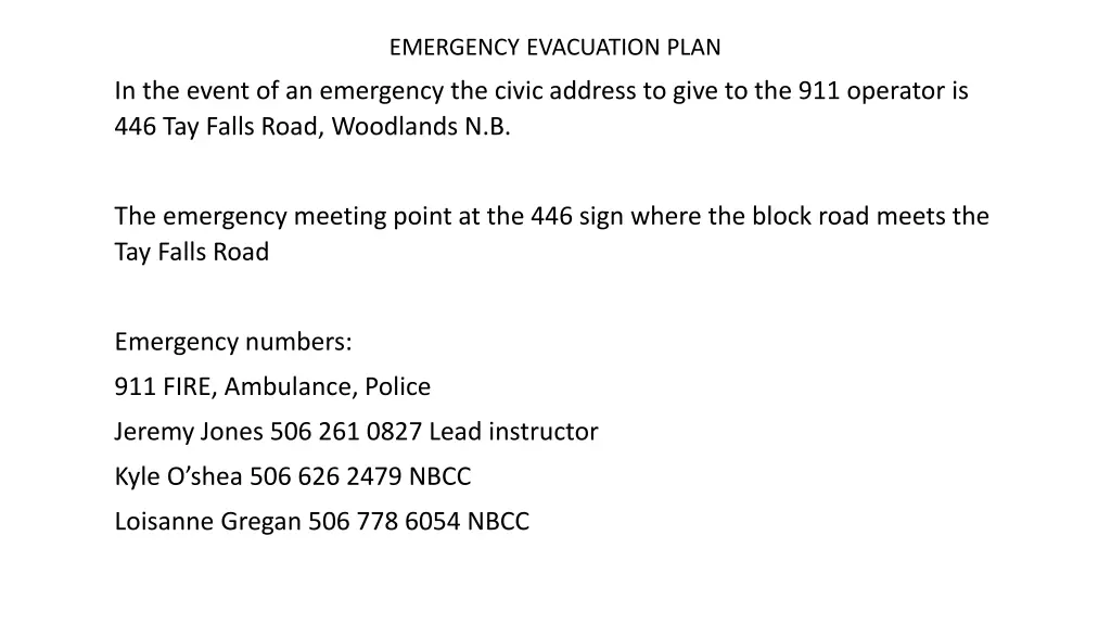 emergency evacuation plan
