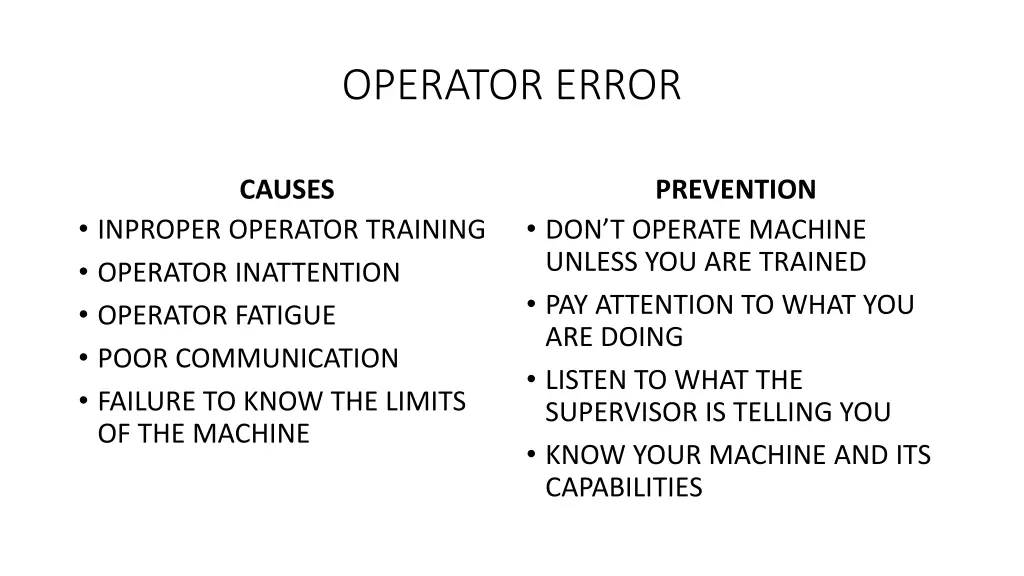 operator error