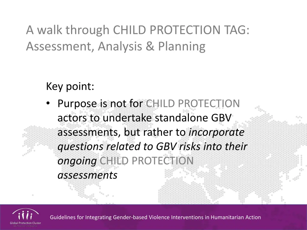 a walk through child protection tag assessment