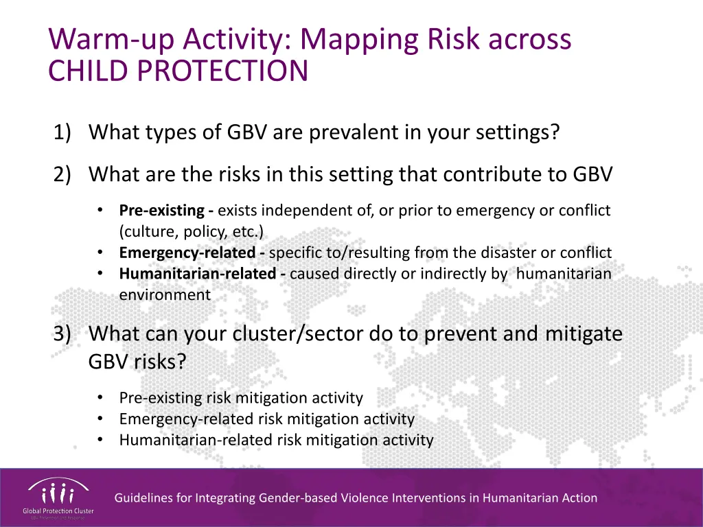 warm up activity mapping risk across child