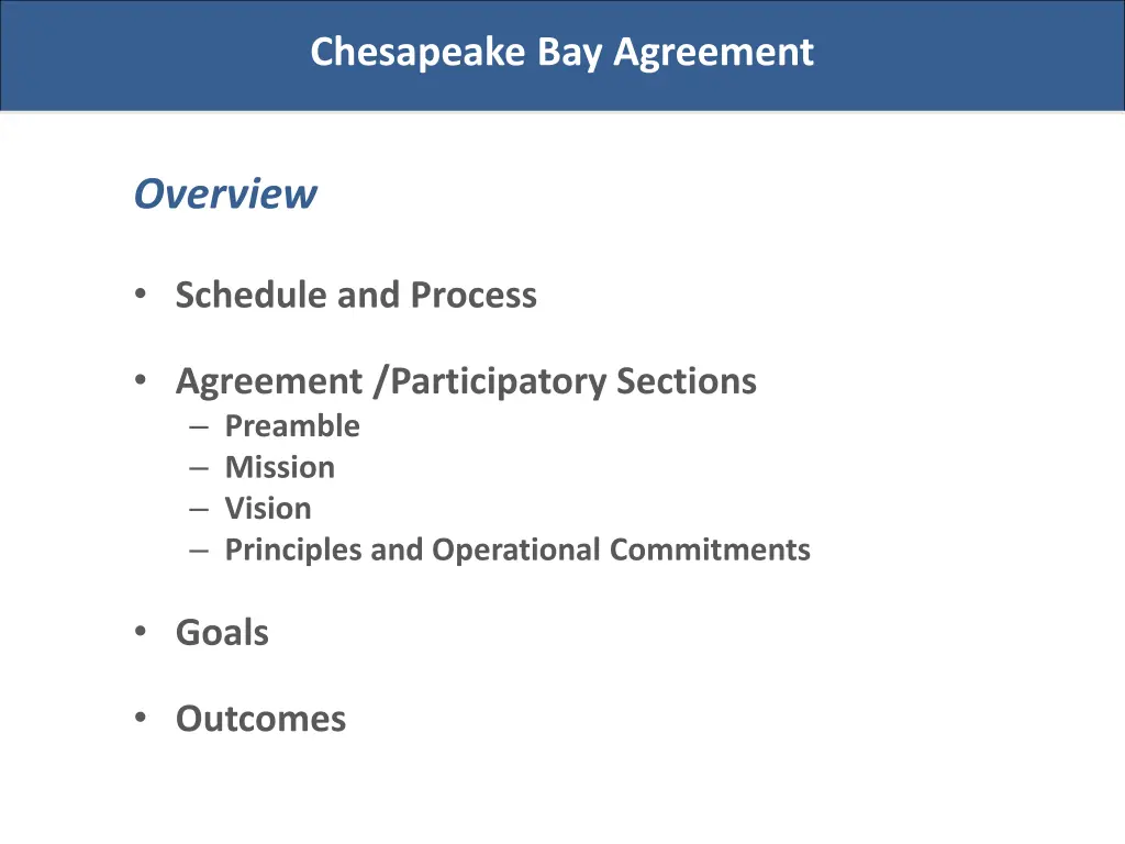 chesapeake bay agreement