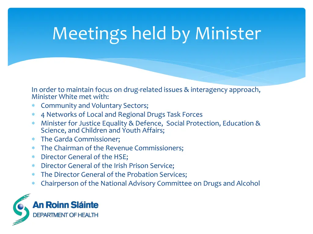 meetings held by minister
