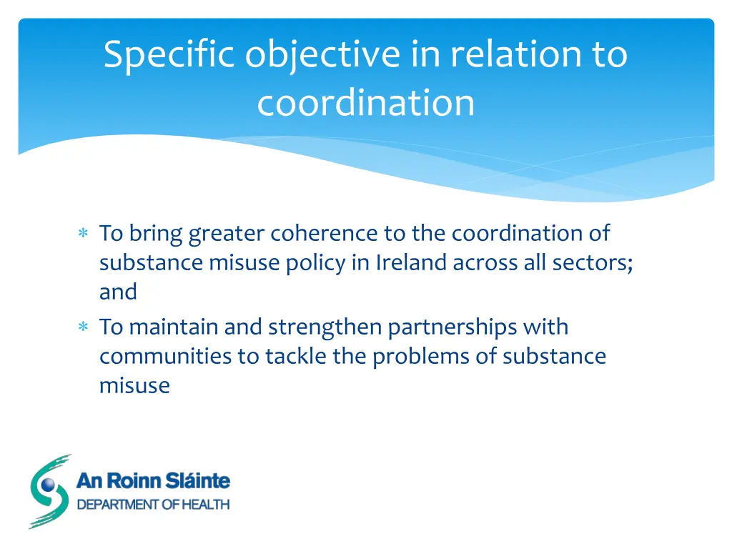 specific objective in relation to coordination